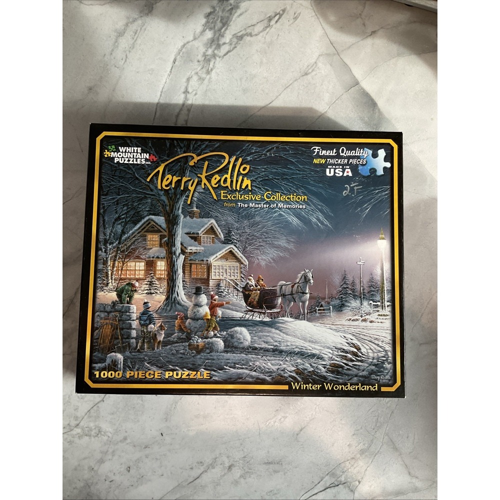 Terry Redlin Winter Wonderland 1000 Piece Jigsaw Puzzle White Mountain - Sealed